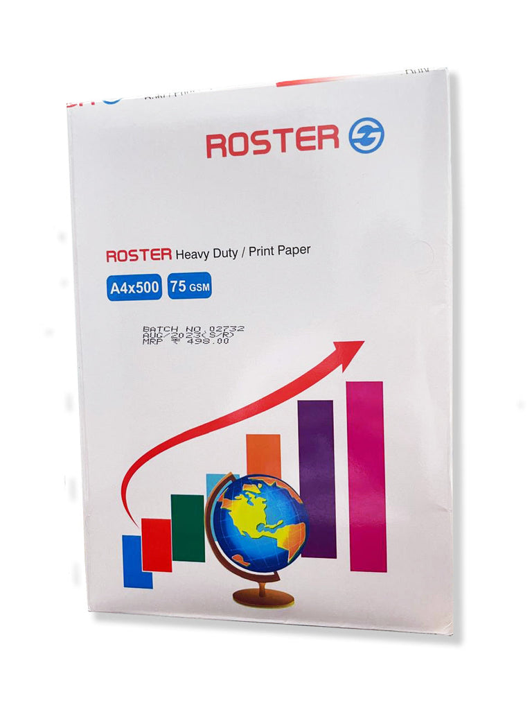 Roster Heavy Duty-75 GSM A4 Printing Paper (Bundle of 2+ Reams)